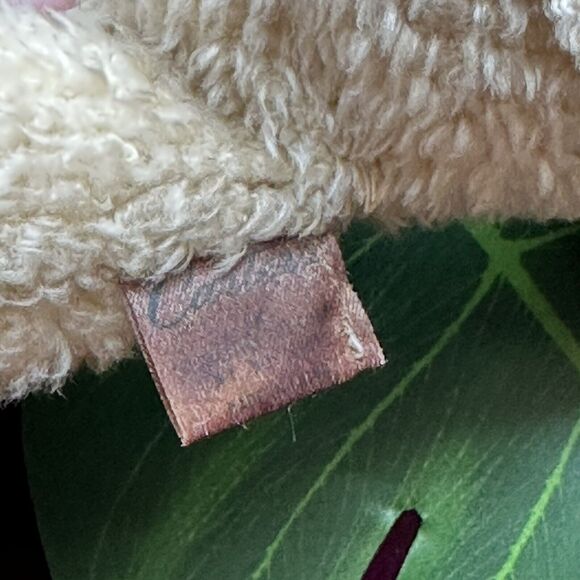 Vtg. Carters Tan Puppy Dog Bean Bag Terry Cloth Plush Blue Stripe Rattle Baby - Picture 7 of 7